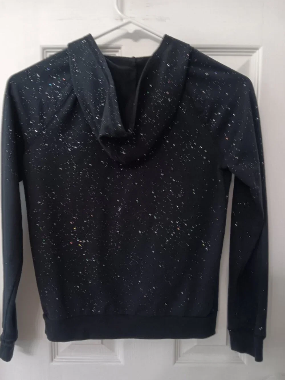 Jumping Beans Girl's Black Metallic Sparkle Zip-Up Hoodie with Front Pockets - 1